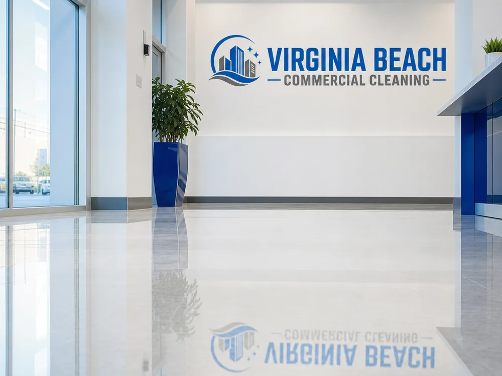 Spotless reflective showroom floor under bright lights with clean baseboards and edges